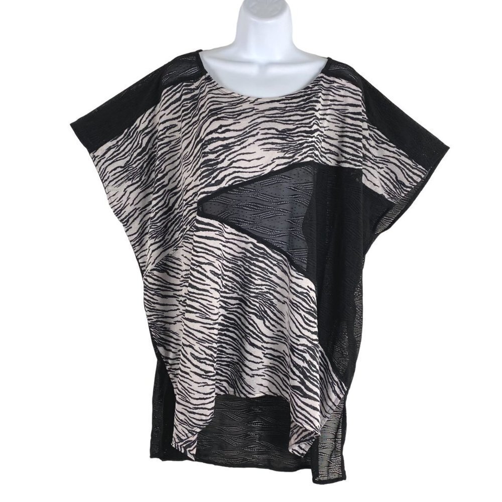 Chico's Travelers Collection Top‎ Women's Size 3 Zebra Animal Print Mesh